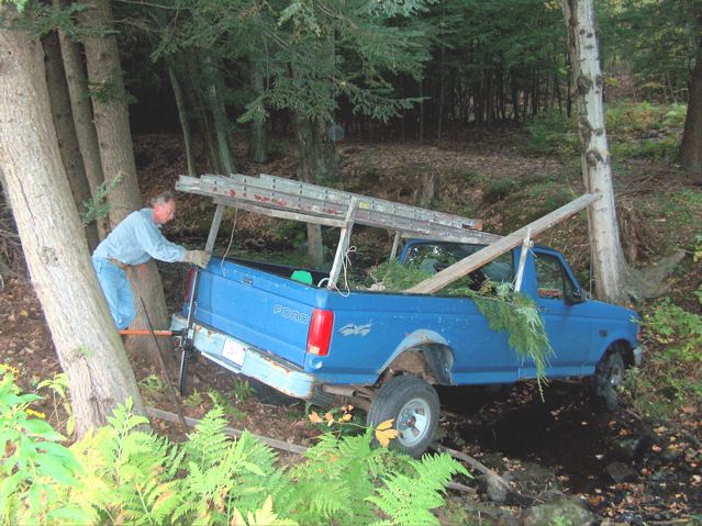 Truck in the drink